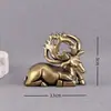 Veado de Natal de Latão Puro Alce Cervo Sika Retro Objetos Sólidos Antigos Decorativo Desktop Animal de Estimação para Chá Artesanato Ornamentos de Cobre