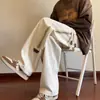 Marca de Moda Primavera y Otoño Pantalones Casuales de Raya para Hombre Pantalones Rectos Forrados de Polar Otoño e Invierno Estilo Hong Kong Juventud Artística Pantalones Deportivos Sueltos