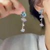 2023 Nuevos pendientes de borla y flor color azul bruma moda nacional nuevo estilo chino pendientes estilo antiguo temperamento de alta calidad moda nacional