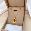[Acero de Titanio por Todas Partes] Diseño de Forma Especial, Elegante y con Estilo, Estilo Normcore, Collar de Clavícula de Oro Real en el Horno para Mujeres
