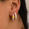 Pendientes de Gota de Aceite Coloridos Personalizados de Moda Europeos y Americanos Pendientes Geométricos Pendientes de Forma de C Modernos y Versátiles