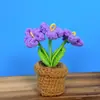 Novo produto transfronteiriço: Flores de Lã Feitas à Mão, Planta em Vaso Miosótis, Decoração de Presente, Planta em Vaso Flor Artificial de Crochê de Lã