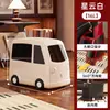 Papelera estilo autobús para uso doméstico, contenedor de almacenamiento móvil para la sala de estar, con tapa, doble compartimento, de plástico tipo press, alto valor estético