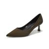 7666C Camurça Pontiaguda Salto Agulha Temperamento Simples Sapatos Femininos Confortáveis Não Cansados Pé Viajante Sapatos Profissionais Moda Salto Alto