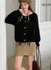 Cárdigan de punto doble desmontable estilo europeo con capucha para mujer, nueva colección otoño/invierno 2026, un abrigo suéter sofisticado y elegante