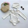 Maiô para Crianças e Meninas Verão Manga Longa Peça Única Secagem Rápida Proteção Solar Moda Novo Estilo Meninas Super Fofo Roupa de Banho para Férias na Praia