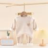 Conjunto de Roupa Íntima Térmica Infantil Grosso Forrado com Lã para Primavera e Outono Atacado Dropshipping Conjunto de Roupa de Descanso de Cintura Alta