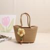 Entidad Transfronteriza Al por Mayor Bolsas de Mano Tejidas de Algodón Nuevas Bolsas de Mano Casuales para Mujer Combinan con Todo Bolsas de Paja con Flores Lindas