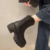 Botas Martin Versáteis da Moda Femininas 2026 Nova Coleção Primavera/Outono Emagrecedoras Salto Bloco Botas de Cano Curto Celebridade da Internet Super Quentes Botas de Cavaleiro
