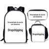 Mochila DIY bolsa de refeição três peças estojo de lápis bolsa de ombro estampada primeira geração da Amazon AliExpress