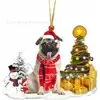 2022 Novo Produto Transfronteiriço Criativo Enfeites de Natal Cachorro Boneco de Neve Presentes de Natal Enfeites de Carro Planos em Acrílico