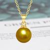 Colar com pingente feminino, contas roxas escuras de 14 mm, banhado a pérolas artificiais, banhado a ouro champanhe, roxo e rosa, acessórios para colar de prata 925