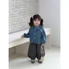 Camisa de mezclilla para bebé niña estilo coreano de primavera y otoño, linda de lunares, manga larga, cuello de muñeca, holgada, para niños