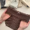 Borde de encaje floral vintage 10A bragas antibacterianas para mujer, algodón puro suave con entrepierna extendida, calzones elegantes de lunares para niñas