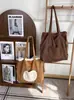 Otoño e Invierno Nuevo Lindo Bolso Tote de Cordón de Lana de Cordero Cruzado Comercio Exterior Atmósfera Invernal Bolso de Hombro Único Lindo Bolso para Mujer