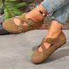 Zapatos planos Mary Jane retro estilo Birkenstock con tiras cruzadas, puntera redonda, zapatos casuales slip-on para mujer europeos y americanos