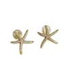 Pinza para Oreja de Espiral para Mosquitos Estrella de Mar de Zirconio Completo Sin Perforaciones para Mujer, Pendientes Simples, Frescos y de Moda, Pendientes de Lujo Accesible y Exquisitos