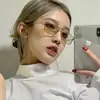 Moda Coreana Retro Metal Verde Claro Gafas de Sol de Caja Pequeña para Mujer Tiktok Celebridad de Internet Mismo Estilo Gafas de Sol para Hombre Modernas