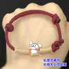 Plata Pura S999 Vintage Lindo Dibujo Lineal Cachorro Agujero Grande Cuentas Espaciadoras Pulsera Tejida Collar Accesorios DIY Hechos a Mano