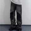 Jeans rotos para hombre otoño e invierno nicho alta calle pantalones largos marca de moda retro americana pantalones rectos sueltos entrega de una pieza