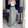 Pantalones casuales de verano Lou Fu de estilo japonés, modernos, sencillos, de cintura alta y pierna ancha, holgados y adelgazantes para mujer