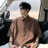 Camisa de Manga Corta de Color Sólido tipo Lino para Hombre, Camisa de Algodón y Lino Delgada y Transpirable de Verano, Chaqueta Casual Nueva 2026