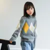 Suéter de Lã para Bebê Gola Redonda Suéter de Outono e Inverno para Menina Camiseta Básica Engrossada Suéter para Menino Grande Suéter de Lã Color Block Vestuário Infantil