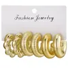 Conjunto de Brincos Europeu e Americano Transfronteiriço Moda Criativa Exagerado Banhado a UV em Forma de C Torcido ccbs Gota d'Água Conjunto de 3 Peças