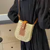 Bolso tejido estilo étnico bohemio para mujer 2026 nuevo bolso de paja para vacaciones en la playa bolso de teléfono de un solo hombro cruzado