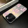 Estilo Suave Japonés y Coreano Lazo Rosa y Blanco Adecuado para iPhone 17 Funda de Teléfono Estilo Suave Femenino 18Pm Funda Anticaídas