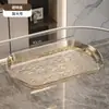 Bandeja transparente de luxo leve, adequada para uso doméstico na sala de estar, bandeja de chá, espessada para uso comercial em restaurantes, bandeja de plástico, bandeja de armazenamento de alta qualidade para uso doméstico