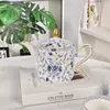 Ouge Japonés Miyake Milán Porcelana Hueso Juego de Té Chino Azul y Blanco Tetera Taza de Té Exquisito Retro Recomendación de Regalo