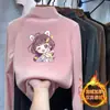 Ropa para Niñas Camiseta de Manga Larga de Terciopelo con Cuello Semi Alto Camiseta Interior Moda Otoño e Invierno Cálida Versátil para Niños Medianos y Grandes