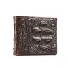 Cartera de Piel de Vaca para Hombre Transfronteriza con Patrón de Cocodrilo en Relieve, Billetera Portátil para Monedas, Tarjetero con Múltiples Ranuras para Tarjetas, Cartera Corta de Cuero