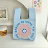 2025 Bolso Tote Engrosado Serie Floral Bolso Tejido Bolso de Mano Versátil Tejido a Mano Bolso para Lonchera Tejido Floral