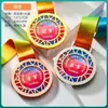Medalla de Metal Colgante Personalizada Maratón Bádminton Niños Baloncesto Fútbol Juegos Medalla de Cristal Dorada