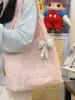 Bolsa de ombro tote estilo coreano ins moda casual com bordado de letra tridimensional, versátil para uso diário, bolsa de compras simples e leve