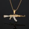 Collar original de hip hop transfronterizo europeo y americano con subametralladora AK47, collar de acero de titanio, colgante de pistola para hombre dominante en la calle