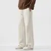 Pantalones Curvos Forrados de Polar para Hombre 2026 Nuevo Otoño/Invierno Pierna Recta Suelta Tacto de Alta Gama Casual de Otoño Pantalones de Chándal Blancos para Hombre