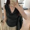 Camiseta com Alças de Regata para Mulheres, Única, Exquisita, Bonita e de Alta Qualidade, Decote Balanço sem Mangas, Nova Roupa Externa Top Doce e Apimentado