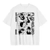 Camiseta de algodón con estampado de dibujos animados en blanco y negro, nueva de verano, con letras, estilo europeo y americano, camiseta de personalidad, manga corta, nueva