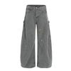Pantalones Cargo Americanos Retro de Calle con Hebilla Lateral, Diseño Holgado con Salpicaduras de Tinta, Pierna Ancha, Modernos, Versátiles, Unisex
