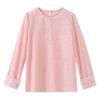 Guofeng Primavera Nuevo Industria Pesada Bordado con Cuentas Costuras Manga Larga Top para Mujer Delgado Combinable Camisa de Seda N2071
