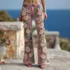 Site Independente Transfronteiriço Europeu e Americano Nova Moda Feminina Amazon com Estampa Digital 3D Jeans Flare Slim