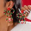 Brincos de Bola de Cabelo com Laço de Contas Coloridas Moda Transfronteiriça Europeia e Americana Brincos de Natal Criativos com Pingente de Papai Noel