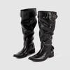 Botas de Salto Alto com Cano Largo Apontadas de Design de Nicho 2025 Primavera Botas Western Cowboy Retrô Botas de Salto Grosso Femininas