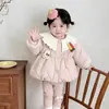 Jaqueta de Algodão para Meninas Inverno Engrossada Mais Veludo Nova Jaqueta Acolchoada de Algodão Bebê Quente Gola Alta Roupas de Algodão Top F08 Doce