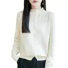 Cárdigan suéter de ganchillo 100% algodón de cuello medio para mujer, nuevo estilo otoño e invierno, casual y adelgazante, top de punto versátil