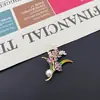 Nova Broche de Espiga de Trigo da Colheita Estilo Chinês para Mulheres, Luxo Acessível Elegante Pin de Pérola Acessórios, Corsage Elegante de Buquê de Cristal