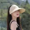 Chapéu de Sol de Verão, Fashion e Versátil, Pode Ser Pendurado com uma Máscara, Chapéu com Top Aberto para Mulheres, Viagem ao Ar Livre, Seda de Gelo, Aba Larga